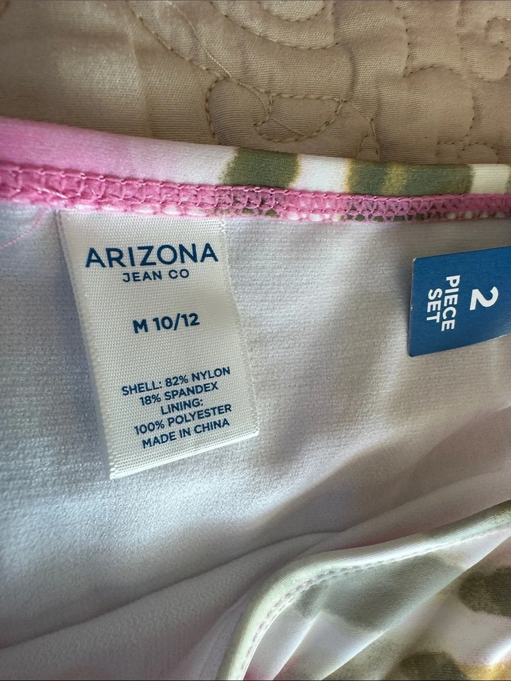 Arizona Jean Company Pink Tie-Dye Long Sleeve Rashguard Bikini Set
